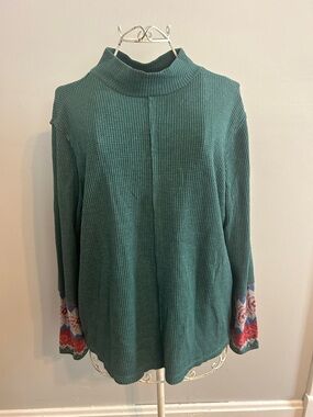 Maurices Teal Waffle-Knit Mock Neck Sweater